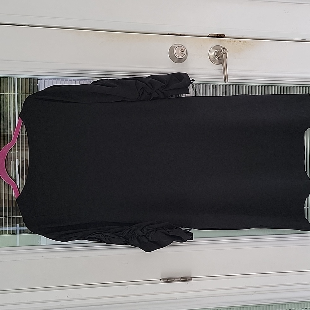 Chico's Adjustable Ruched Sleeves Dress Black With Pockets Sz 1 8/10 Has Strech - Picture 12 of 12
